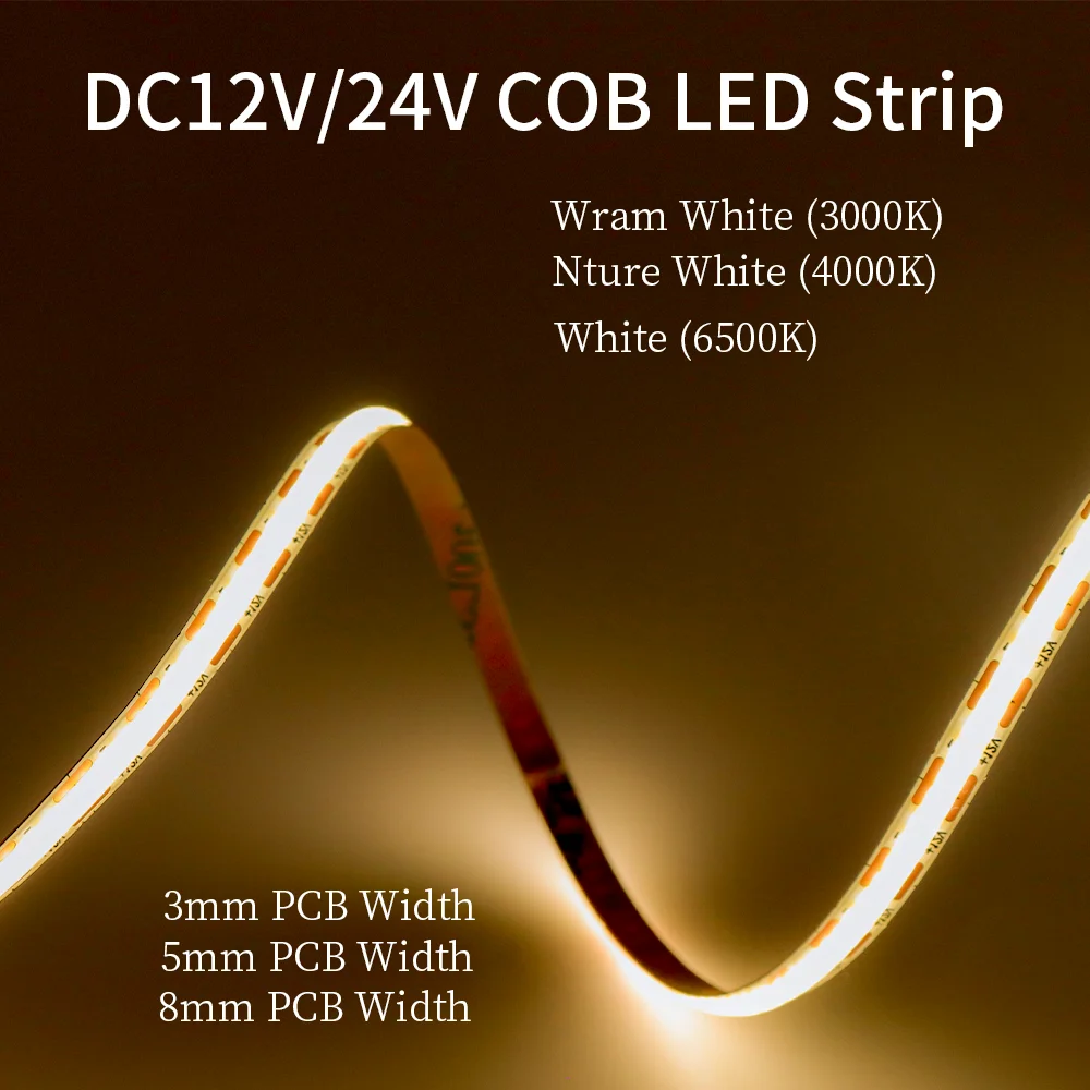 

Светодиодная лента TNALANT COB 3/5/8 мм, белая/теплый белый