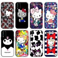 cartoon hello kitty phone case for xiaomi redmi 9t liquid silicon silicone cover soft back funda coque black