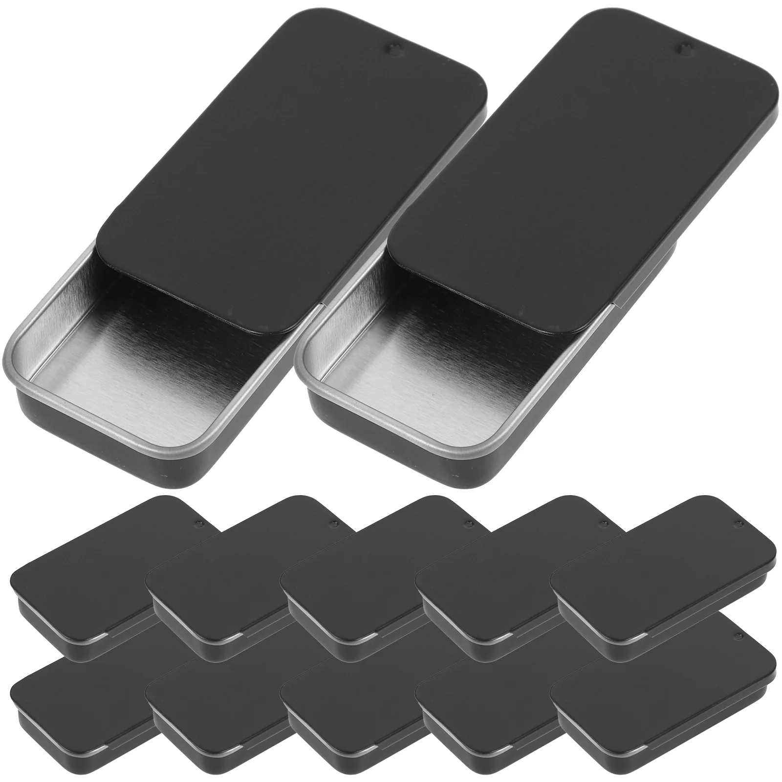 

12 Pcs Slide Tin Box Container Lid Container Organizer Metal Box Small Containers Lids Tinplate Push Style Candy Boxes