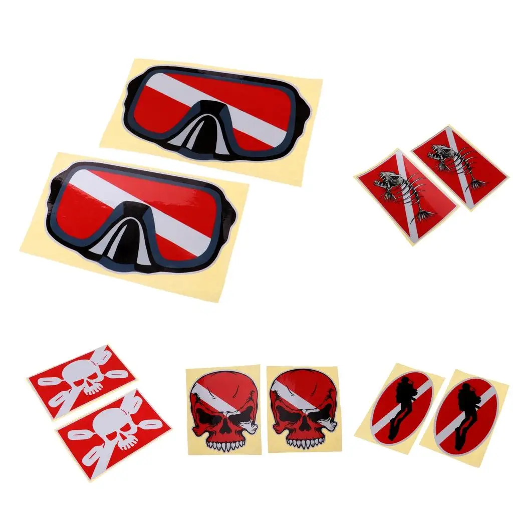 Большая светоотражающая наклейка для дайвера скелета рыбы подводного плавания