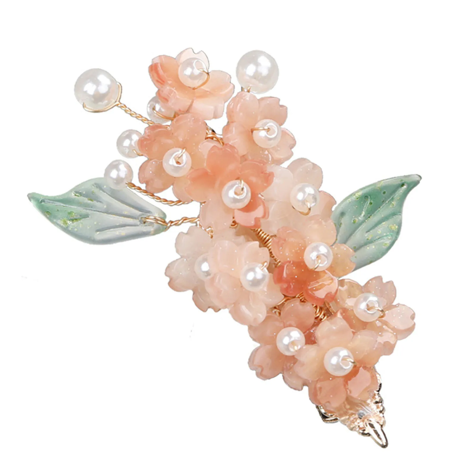 

Flower Side Hairpin with Pearl Decoration Duckbills Clip Vintage Headpiece Exquisite Cute Hairpin LL@17