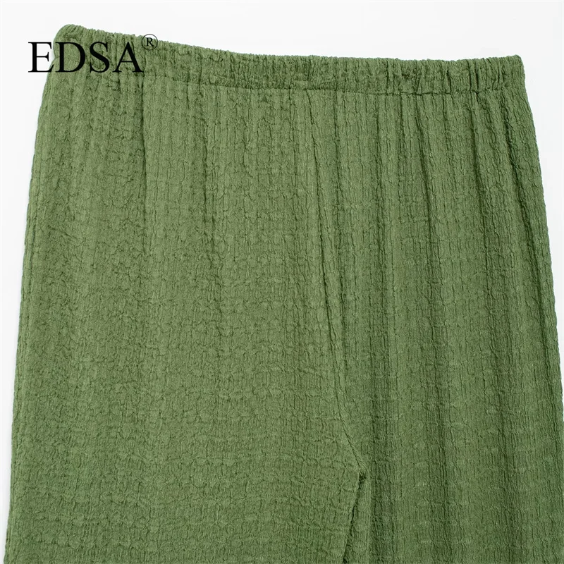 Женские текстурированные брюки EDSA свободные длинные с эластичным поясом и