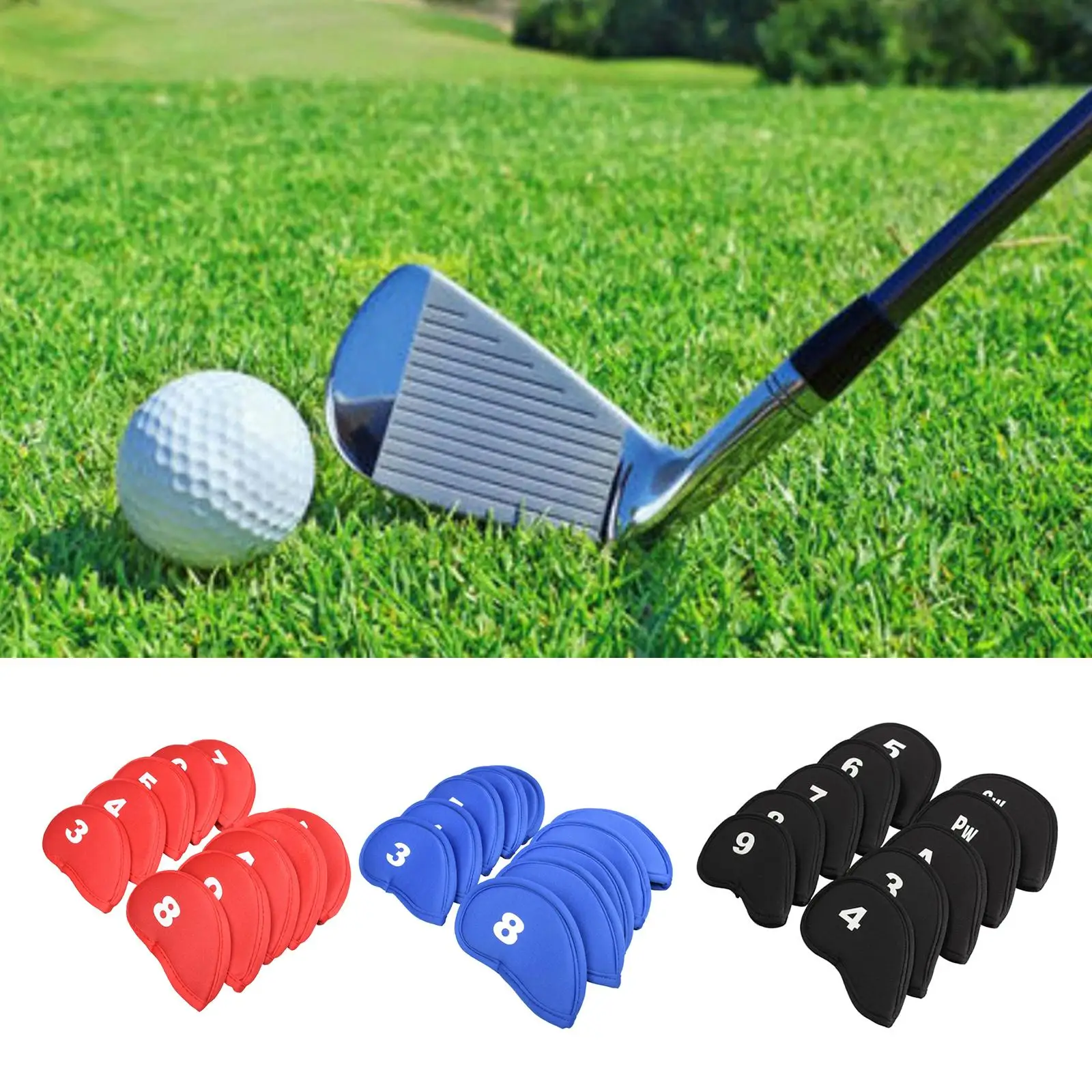 10x Cloth Thicken Golf Iron Headcover, 3,,,,7,8,9,A,Sw,Pw Go