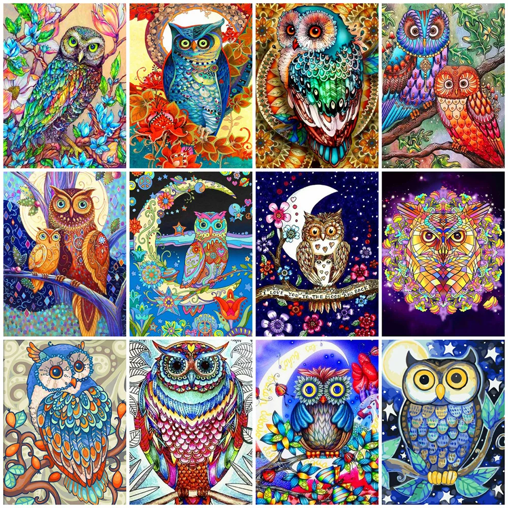

Huacan 5d Diy Diamond Painting New Collection 2022 Animal Full Mosaic Owl Embroidery Art Kits Decoration For Home