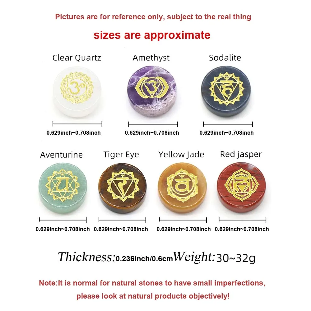 7 шт./упаковка круглые чакры из натурального камня 16-18 мм