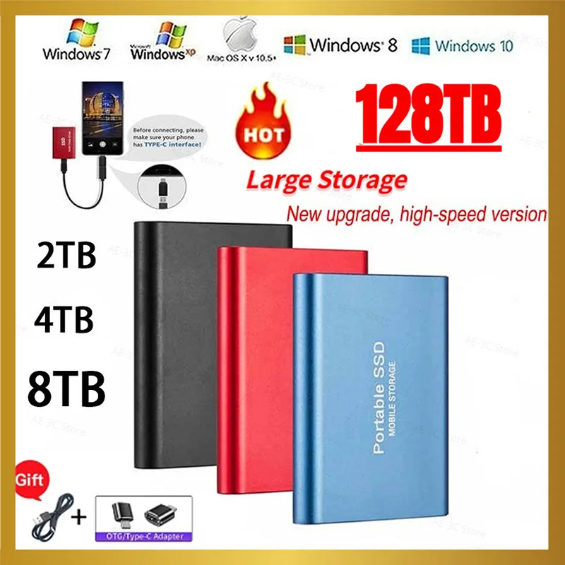 

2023 High-Speed Mobile External Hard Disk For Laptop Desktop Computer Interface USB3.1/Type-C Memory 4TB 8TB 16TB 30TB 128TB
