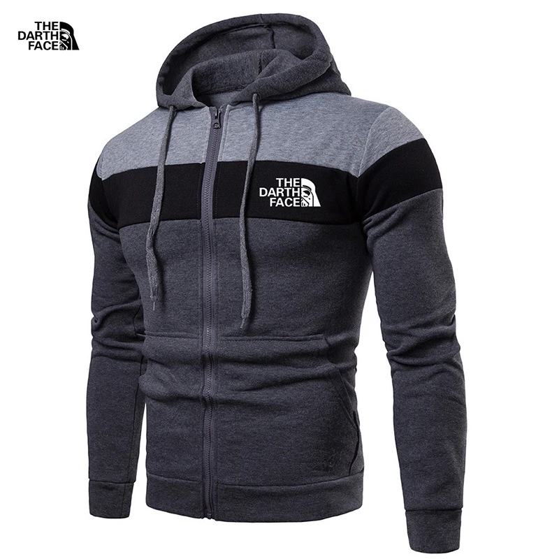 Spring and autumn fleece thermal zipper hooded sweatshirt men's casual three-panel zipper hoodie sweater men's brand coat