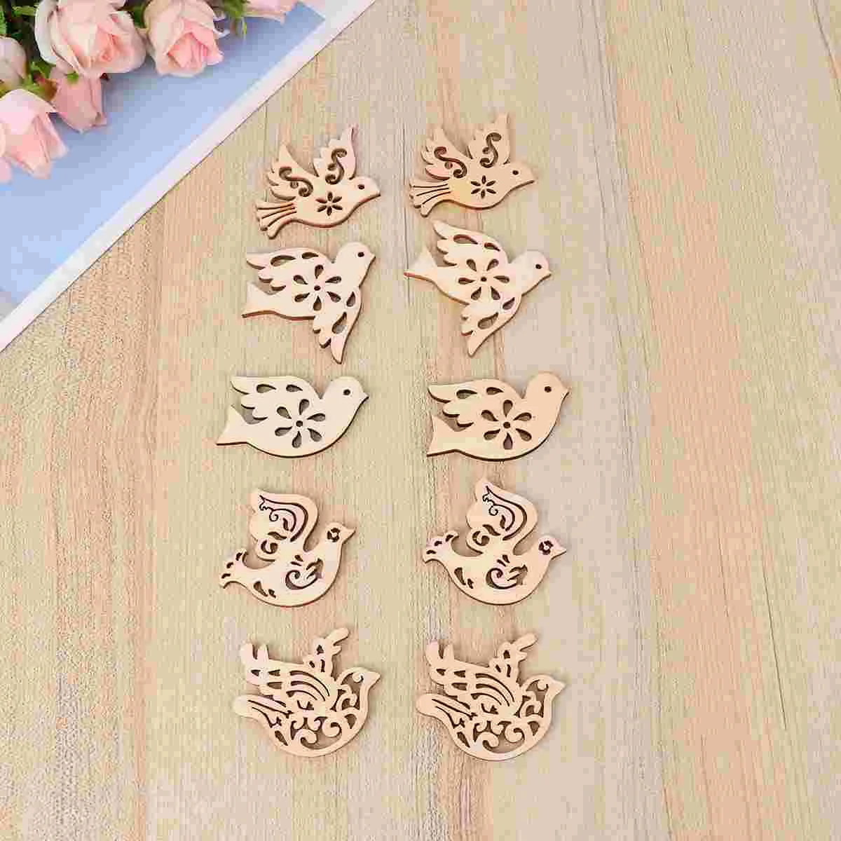 

Wooden Birds Bird Slices Wood Embellishments Unfinished Cutouts Craft Cutout Flower Shapes Tags Hanging Pigeon Love Table