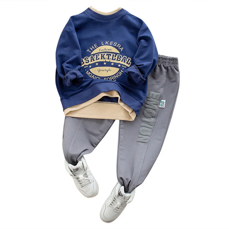 

Child Boys 2pc Clothing Sets Casual Sweatshirts Tops T-shirt and Pants Kids Tracksuit Teen Baseball Uniform Sports Outfits Suits