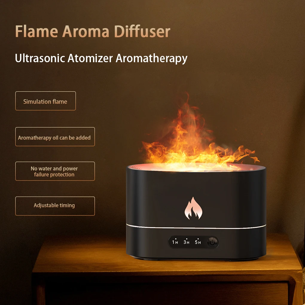 

300ML USB Essential Oil Diffuser Simulation Flame Aroma Diffuser Air Humidifier Ultrasonic Mist Maker Home Office Air Freshener