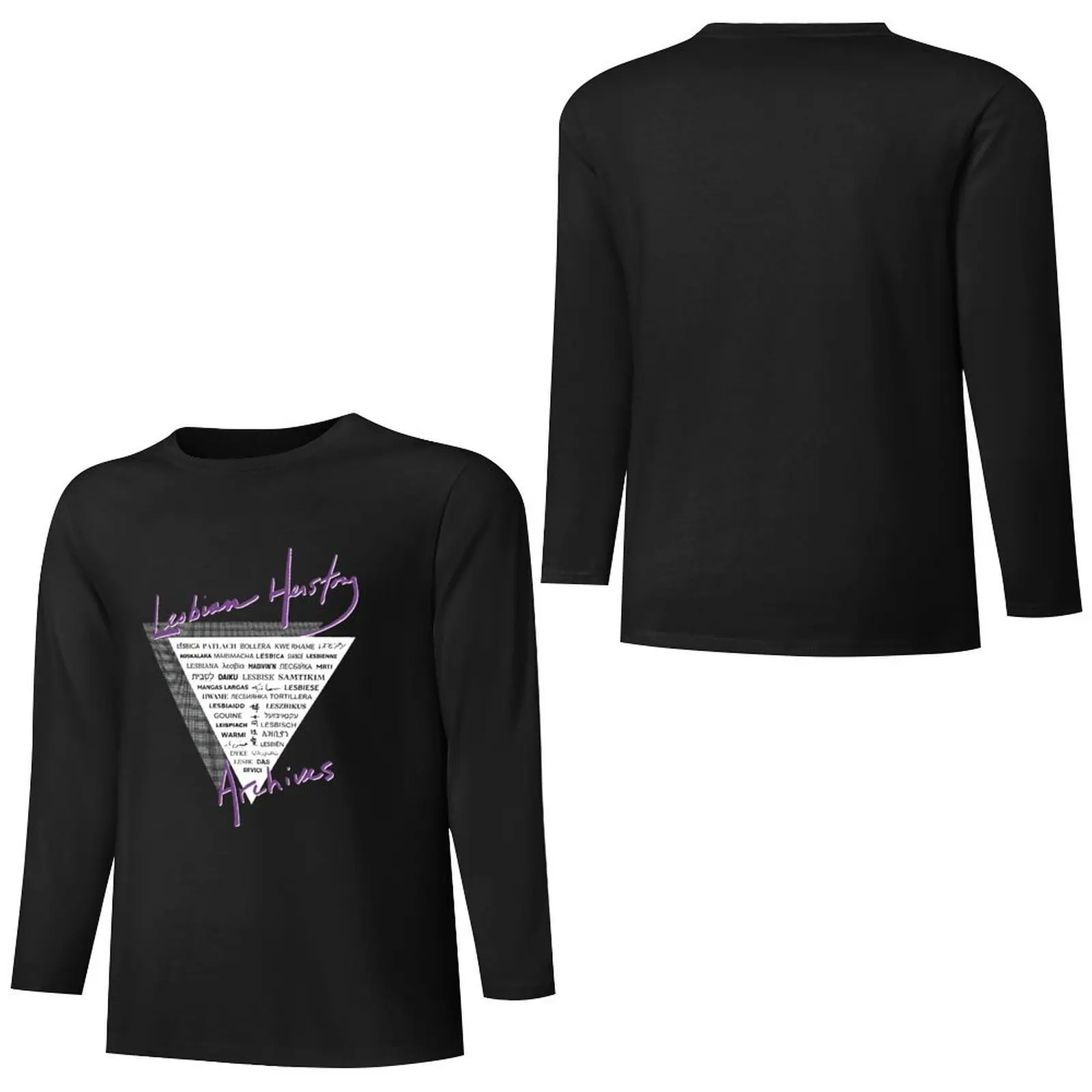 Треугольник LHA: слово лесбиянок в 40-е языках! Длинная футболка винтажная одежда