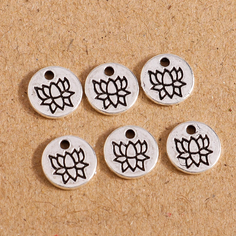 

80pcs 8x8mm Retro Silver Color Alloy Lotus Flower Charms for Jewelry Making Drop Earrings Pendants Necklaces DIY Crafts Supplies