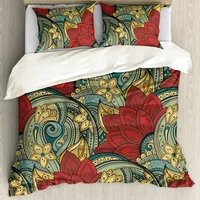 Bohemian Mandala Duvet Cover King/Queen Size Red Boho Exotic Pattern Luxury Soft Bedding Set Polyester Quilt Cover Pillowcases