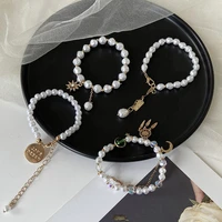 new korean fashion sweet and simple double layer pearl jewelry bracelet for women ins trend all match jewelry women wholesale