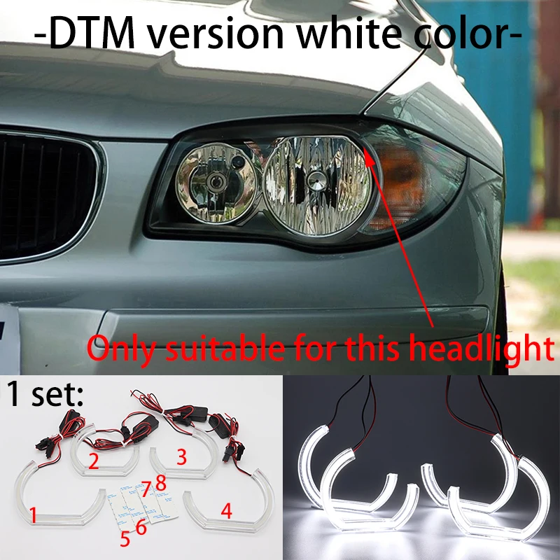 

Светодиодный хрустальный светильник Angel Eyes Cut Style DRL DTM U Shape Light 6000K Белый желтый Для BMW 1 серии E82 E88 E87 E81 2004-2012
