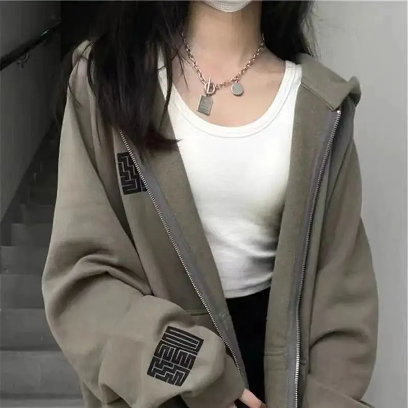 Retro cardigan retro high street HongKong flavor long-sleeved sweater women clothes lazy wind large size loose thin niche jacket