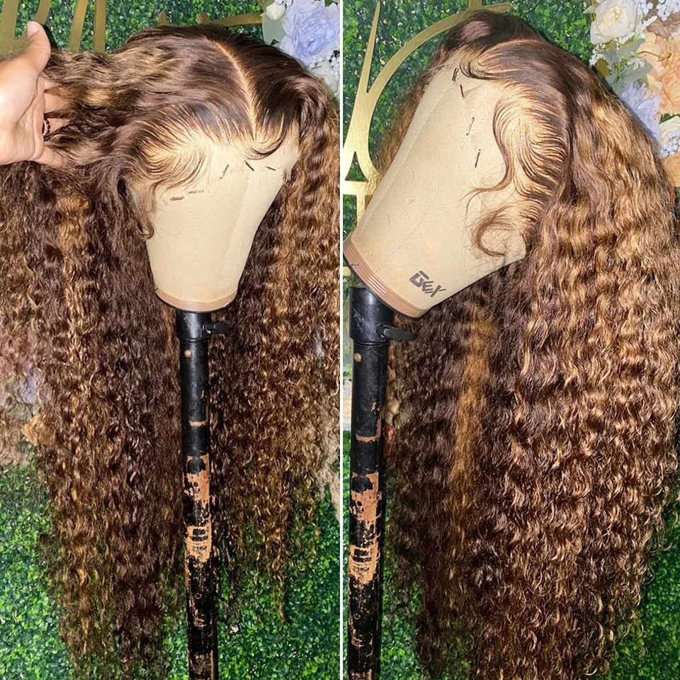 

13x4 HD Transparent Highlight Curly Colored Lace Front Human Hair Wigs Body Wave Human Hair Frontal Wig 5x5 Lace Closure Wigs