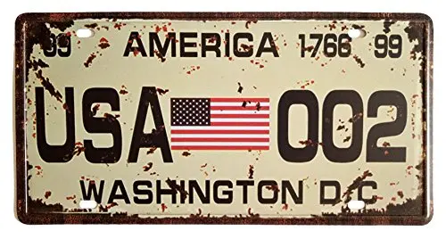 

American Flag Washington D.C. 002 Retro Vintage Auto License Plate Tin Sign Embossed Tag Size Home Pub Bar Decor 6 X 12