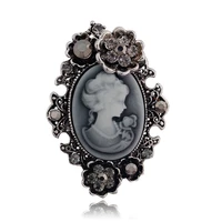 crystal rhinestone lady vintage cameo victorian style wedding party women vintage brooch pin