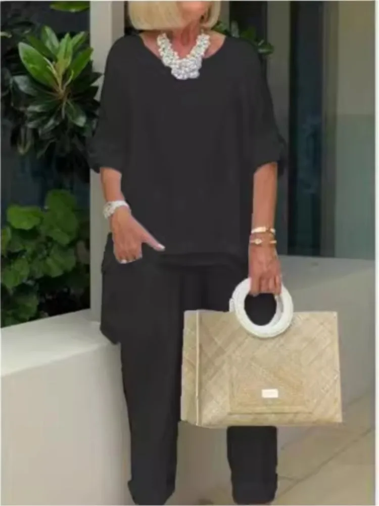 Женский однотонный комплект из брюк и рубашки с длинным рукавом S-3XL цвет в