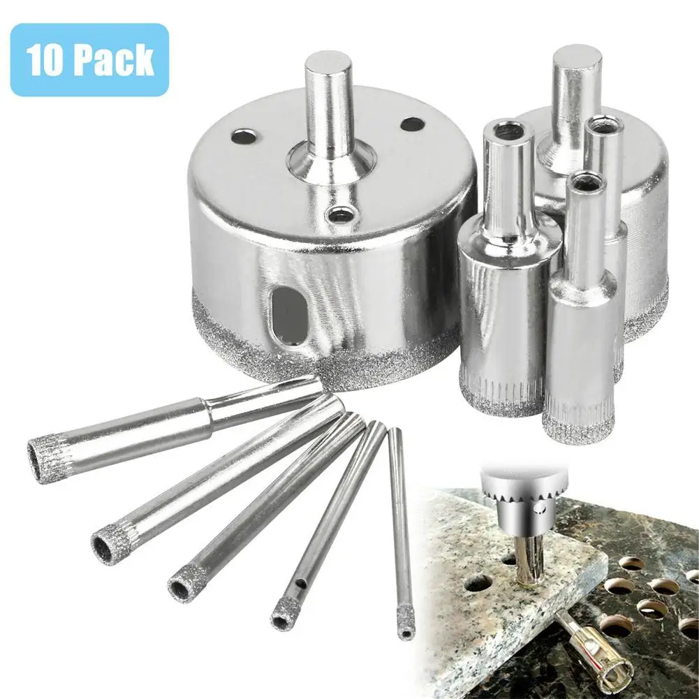 

10pcs 3-50mm Hole Saw Drill Bits Set Metal Cutting Tools For Glass Marble Tile Granite