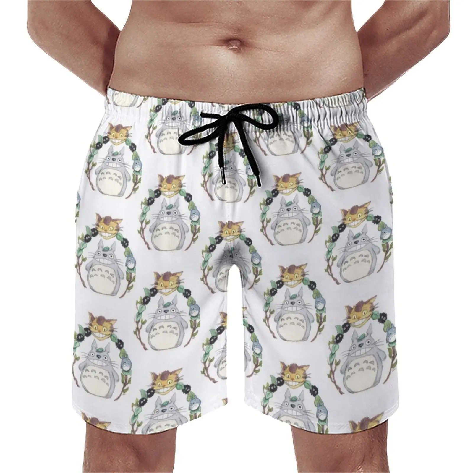 

Anime Cat-bus Board Shorts Kawaii Cute Manga Aesthetic Board Short Pants Drawstring Funny Custom Swimming Trunks Big Size