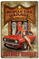muscle car garage since 1969 detroit muscle retro vintage decor metal tin sign 12 x 8 inches motorcycle garage