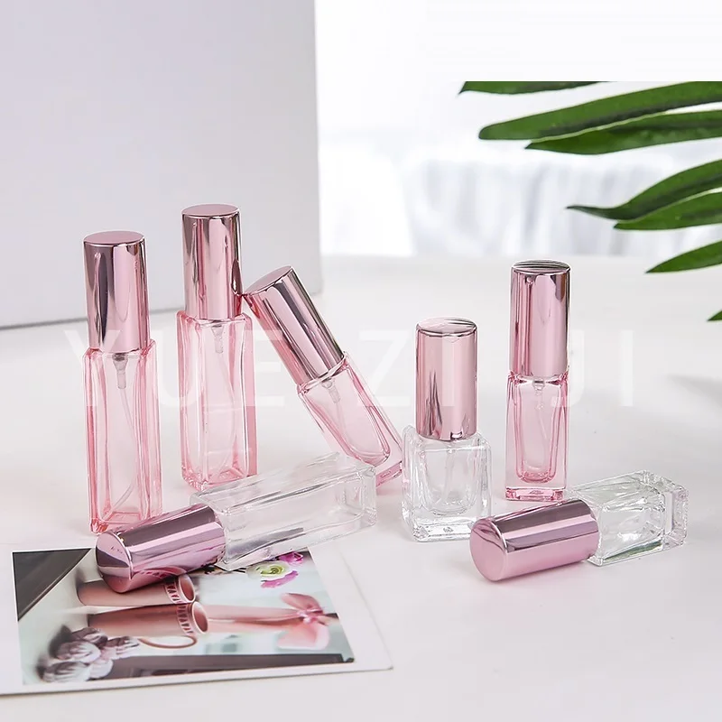 

10pcs Transparent Glass Spray Bottle Sample Glass Vials Portable Perfume Atomizer Gold Rose Gold Cap 9ml 20ml 30ml