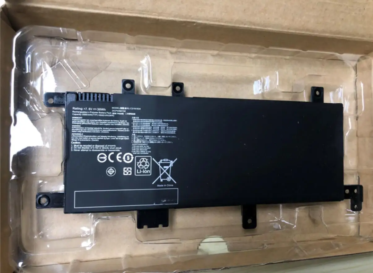 Высокое качество 7 6 V 38WH C21N1634 Аккумулятор для ноутбука Asus A580U X580U X580B A542U R542U R542UR X542U