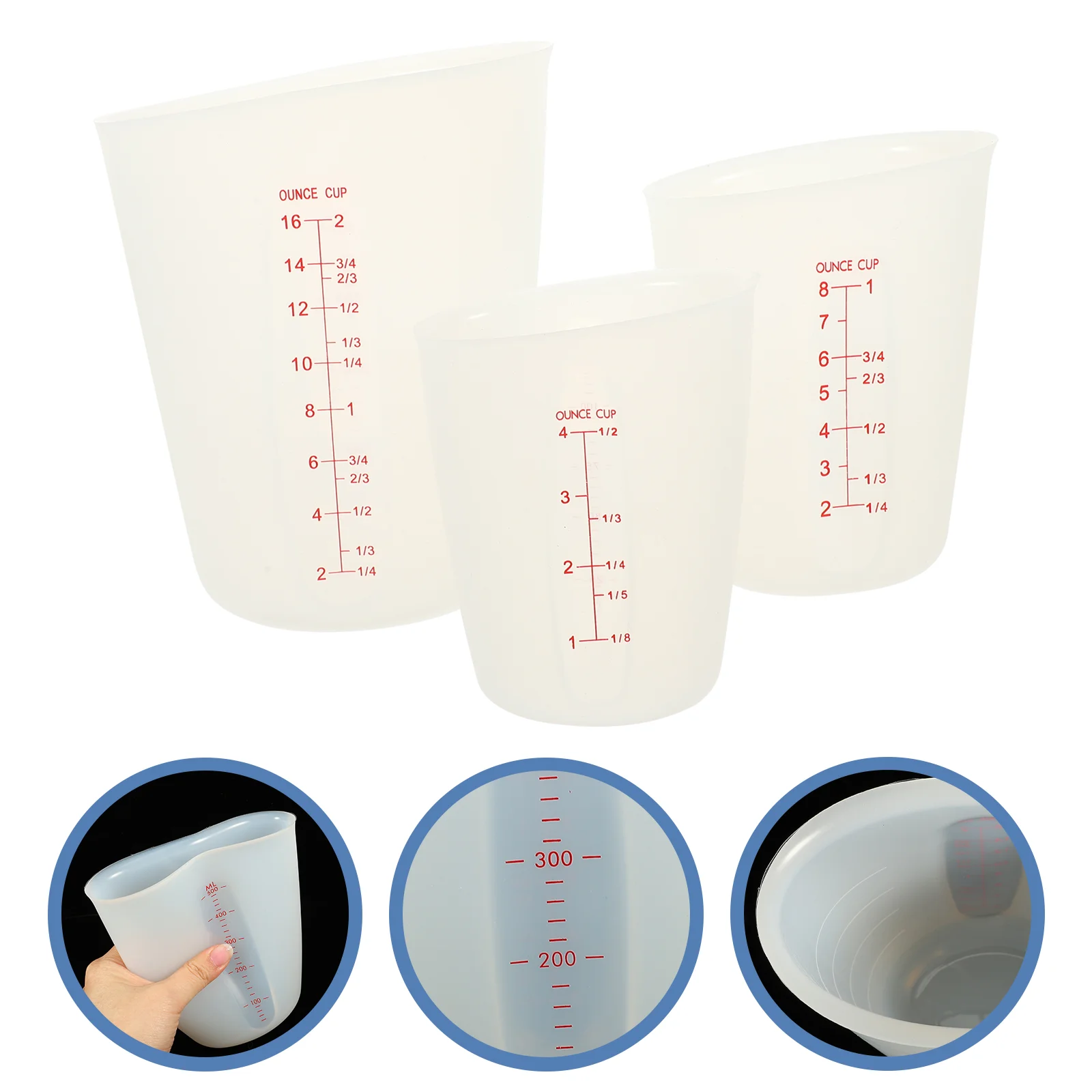 

3Pcs Mixing Collapsible Measuring Cups Measuring Cup Set Unbreakable Silicone Cups for Home Kitchen Cooking