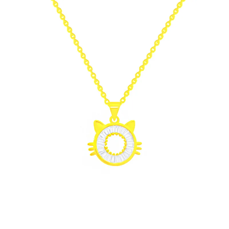 

Sweet Cat Pet Hollow Animal Zircon Chain Pendant Necklace Nimble Mother's Day Woman Wedding Family Friend Jewelry