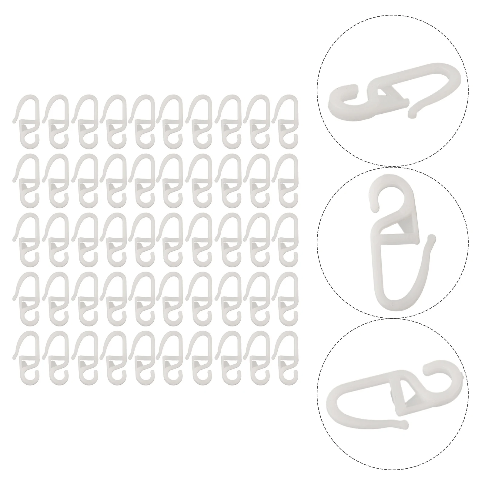 

50 шт. крючки для подвешивания штор, кольцо, крючки для вешалок для оконных штор, белый пластиковый крючок для штор для автомобиля, домашнего офиса, занавеска