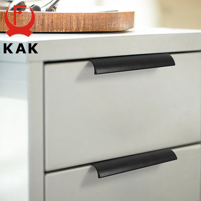 KAK Hidden Black Kitchen Cabinet Handles Zinc Alloy Long Furniture Handle 1200mm Non Punch Gold Drawer Pulls Knobs Door Hardware