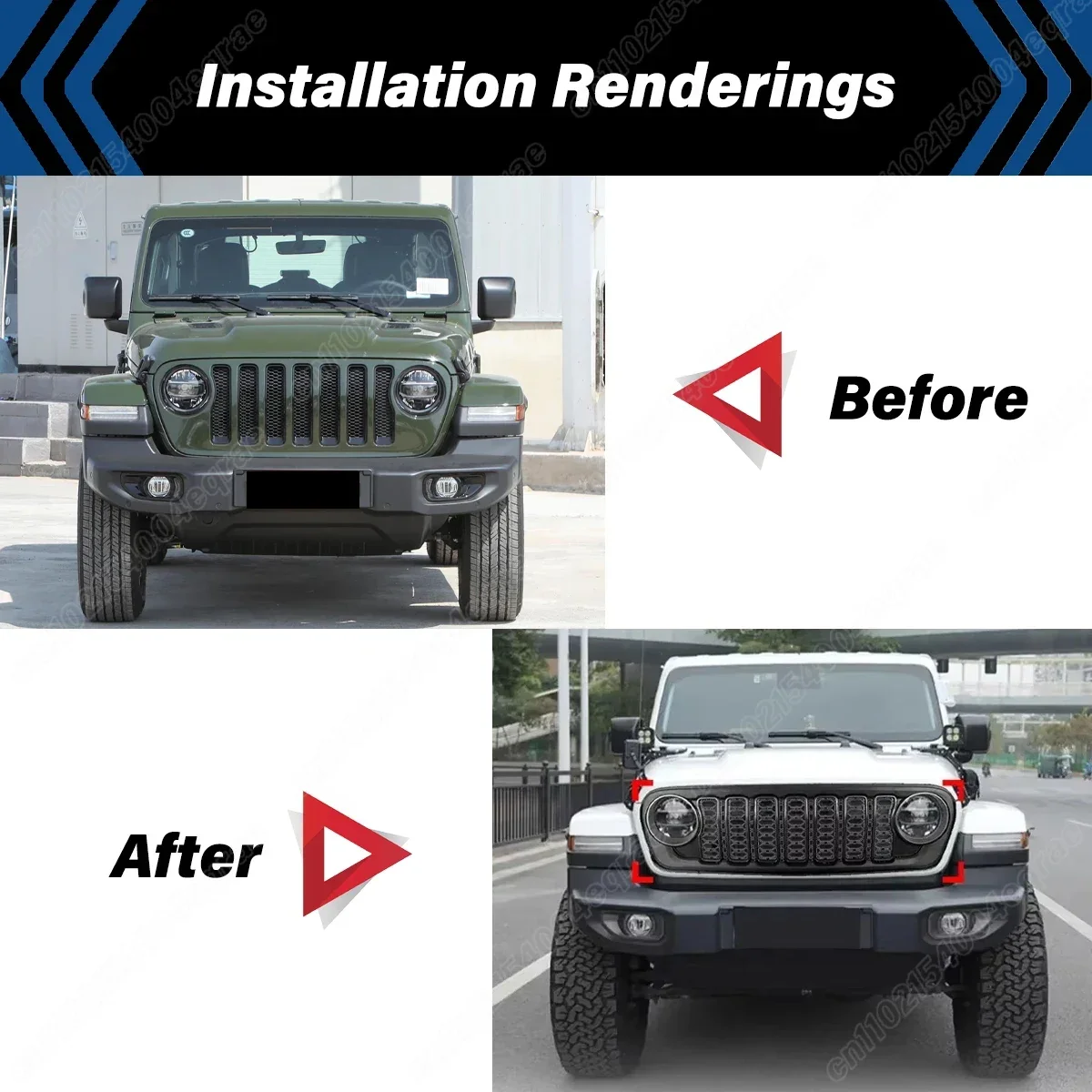 Фото Передняя гоночная решетка воздухозаборника в стиле 20-летия для Jeep Wrangler JL Gladiator JT JL1300 2018 2019 2020 2021 2022 2023 2024 №2