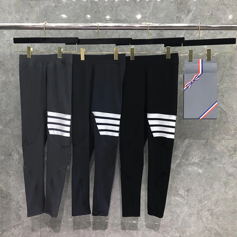 Man's Pants Running Women New Sport Pants Stretchy Leggings Compression Striped Gym Fitness Leggings Tights Sports Pants