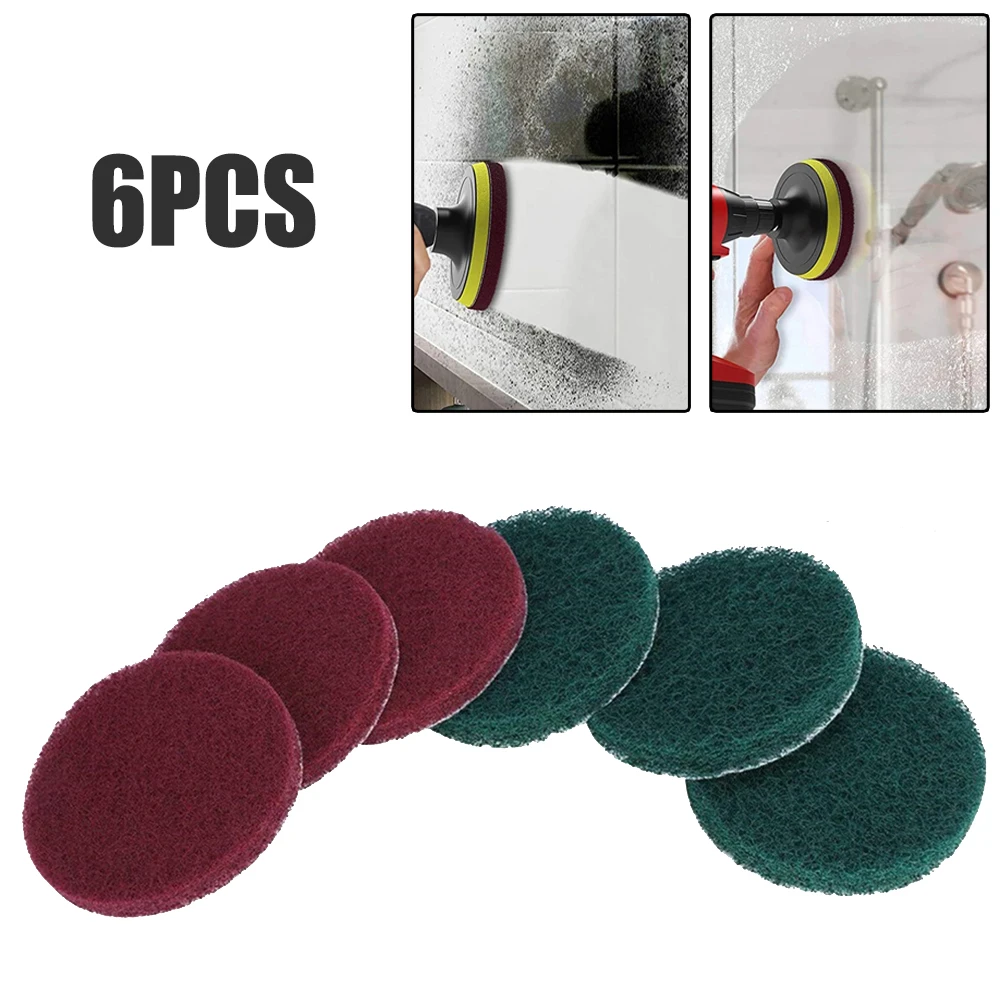 

6pcs Cleaning Cloth Scrub Pad Industrial Scouring Pads Nylon Polishing Pad 4Inch Auto Car Buffing Pad Set Sponge Shower Bathtubs
