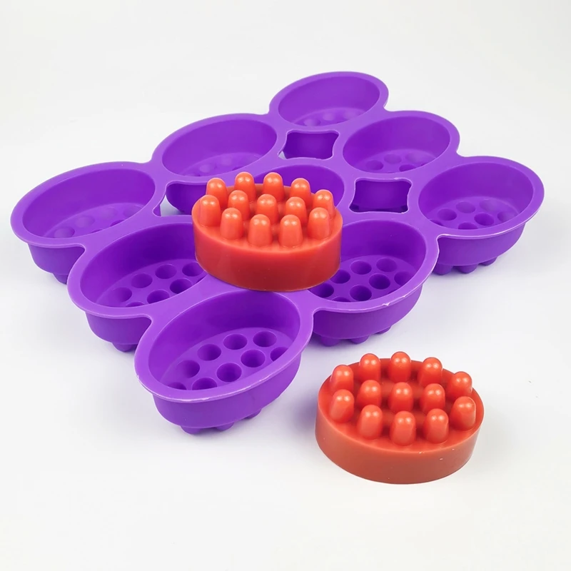 

XX9B 3D Handmade Silicone Soap Mold Massage Therapy Bar Making Mould Tools for DIY Cake Dessert Bake Decorating Tool Gift
