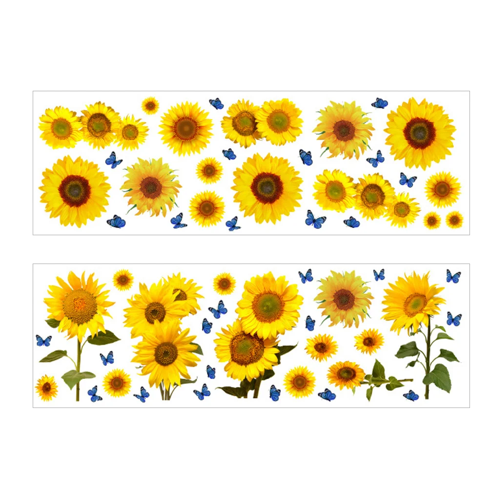 

Самоклеящиеся наклейки на стену в виде бабочек и подсолнухов, 2 листа