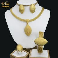 ethiopian luxury jewellery african bead jewelry set dubai gold color necklace earrings for women indian bride wedding collection