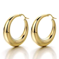 fashion gold color thick hoops gold color thick hoop earrings simple thick hoops light weight hoops