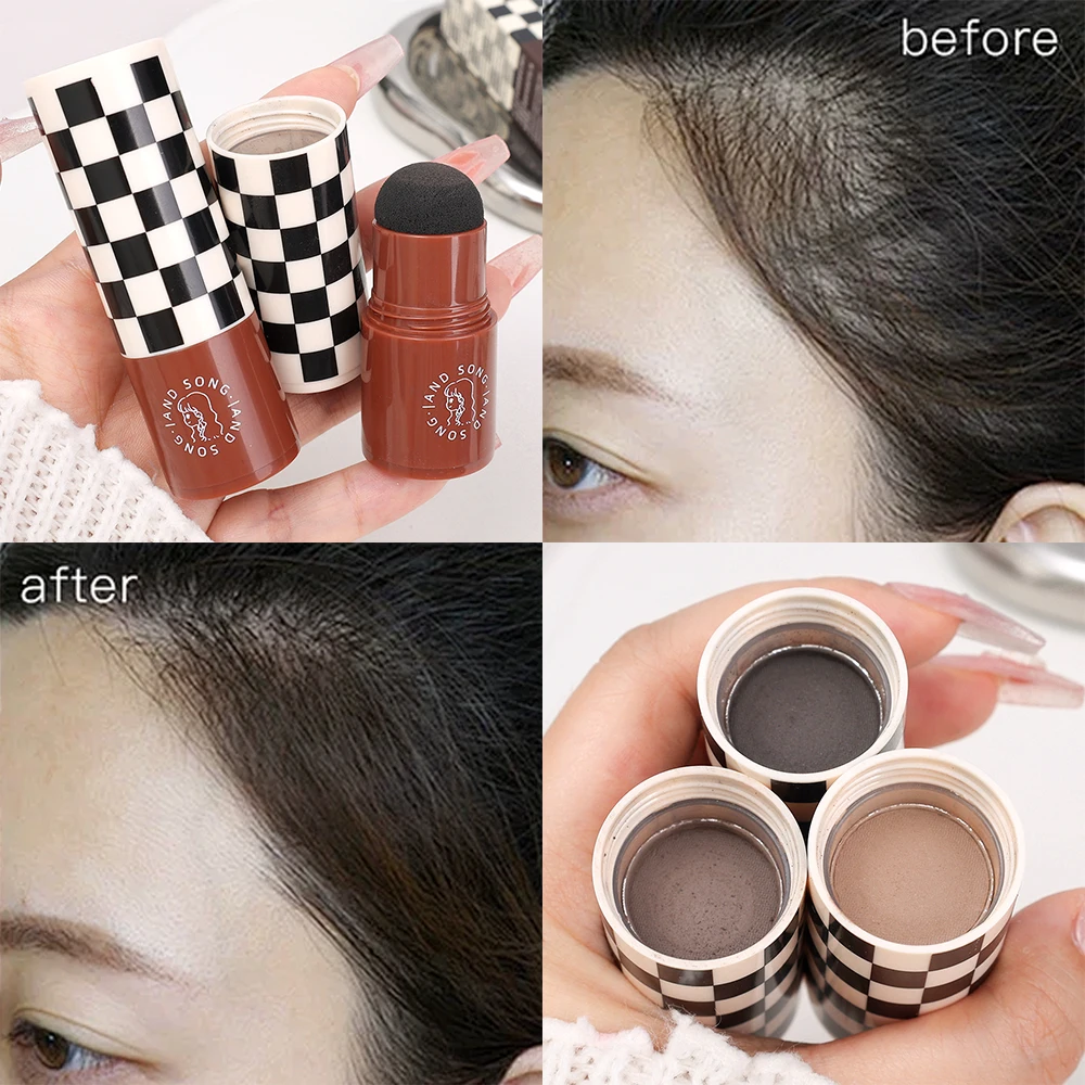 Черно-коричневая пудра для волос мгновенно покрывает линии красящая контурная