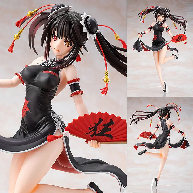 

23CM Anime DATE A LIVE Tokisaki Kurumi Action Figure Cheongsam Sexy Girls PVC Chassis Ornaments Peripheral Doll Gifts Model Doll