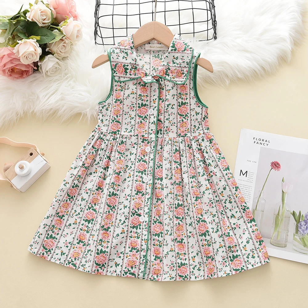 

Платья принцессы для маленьких девочек, романтическое французское платье принцессы без рукавов с садовыми цветами, повседневный Детский к...