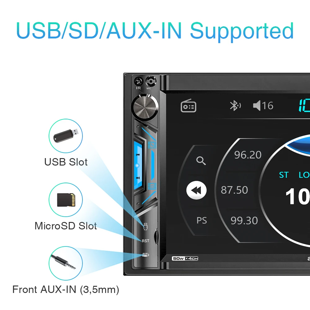 $63.30 2 Din Car Radio In The Car 2din Head Unit Fm Modulator Mp5 Mp3 Players Bluetooth Mirrolink 7
