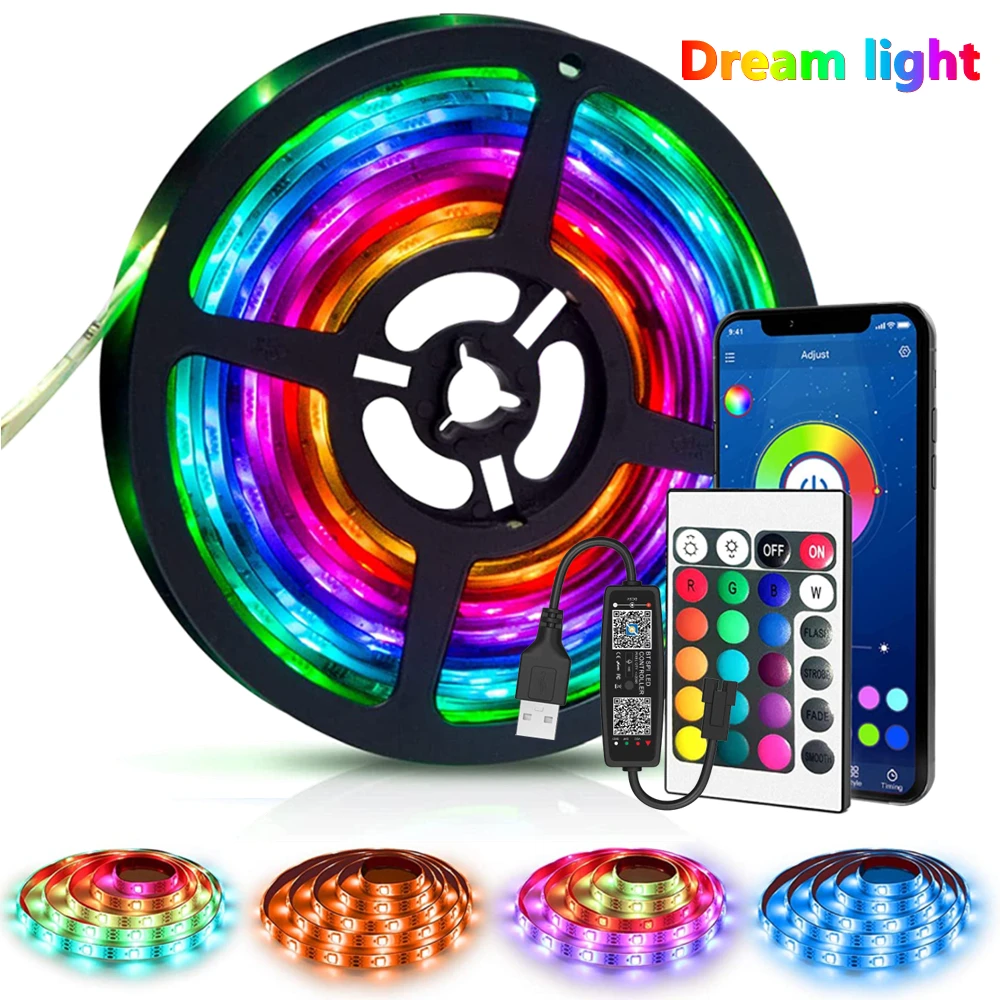 

Светодиодная ленсветильник, 1-30 м, RGB, Bluetooth, 5 В