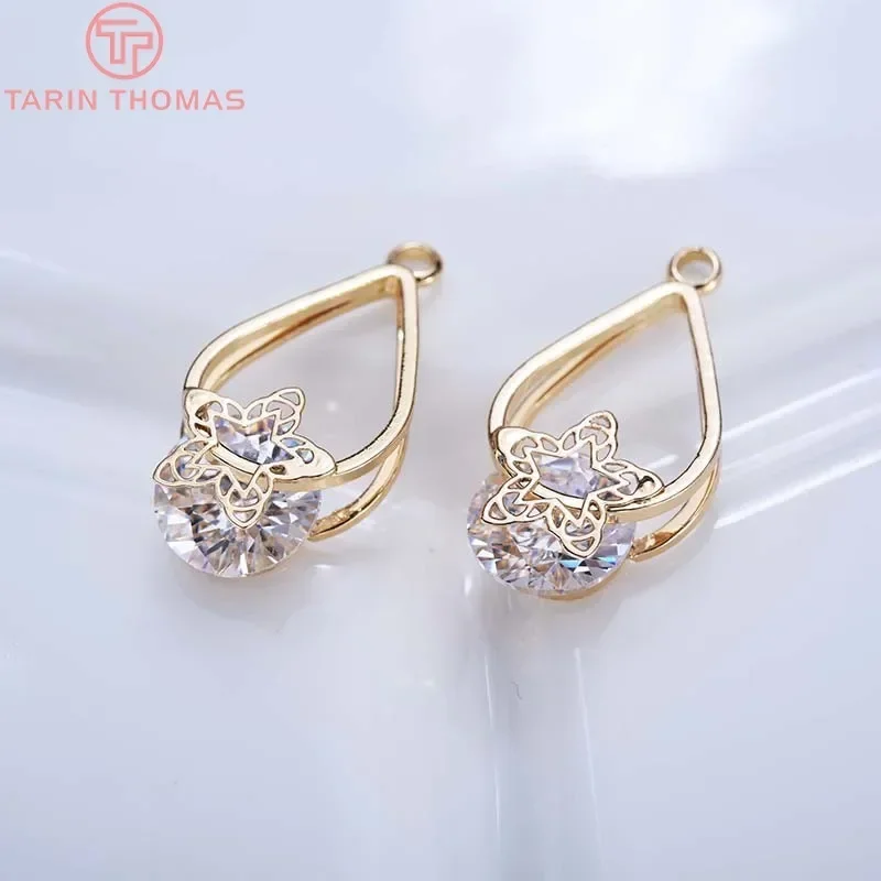 (1162) 4 шт. 11x12 мм 24 К золотого цвета латунь с цирконом овальная виноградная лоза