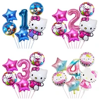 new hello kitty party balloon cartoon sanrio number balloon for 1 2 3 4 5 6 7 8 9 years kids baby birthday decor supplies