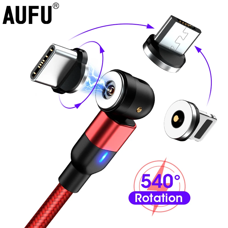 AUFU câble de Charge magnétique rotatif à 540 degrés USB Type C câble magnétique Micro USB fil de