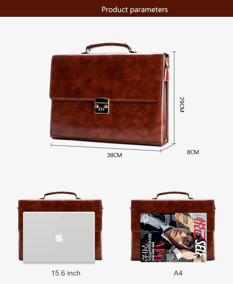 Men's Business Handbag Password Lock Briefcase Rero Portfolio Attache Large Capacity Office Computer Bag