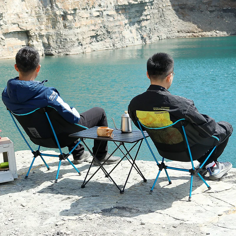S Camping Chair Lightweight Outdoor Folding Tourist Chair Portable Moon Chair Aviation Aluminum Tube Lazy Man